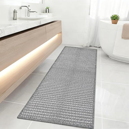 Grey Runners for Kitchen 24"x60" Non Slip Braided Long Bathroom Runner by winolive