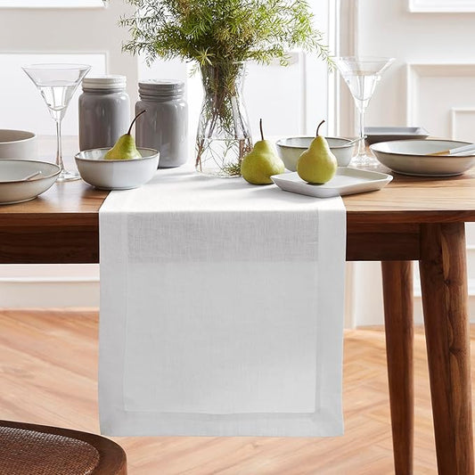 Solino Home 100% Pure Linen White Table Runner 60 Inches by SolinoHome
