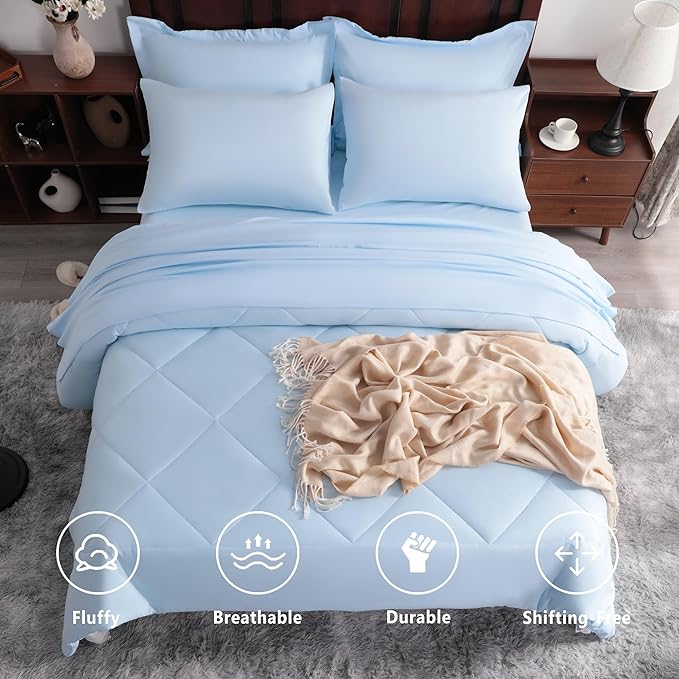 NTBAY King Comforter Set with Sheets, 7 Pieces Soft and Breathable King Bedding - Image 2
