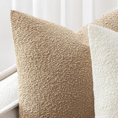 Woaboy Pack of 2 22x22 Inch Decorative Boucle Throw Pillow Covers Textured - Image 6