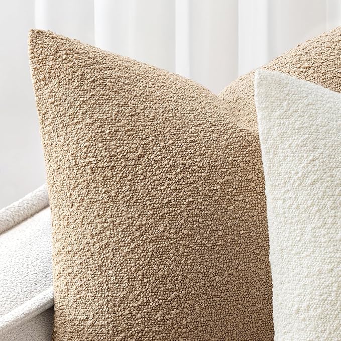 Woaboy Pack of 2 18x18 Inch Decorative Boucle Throw Pillow Covers Textured - Image 6