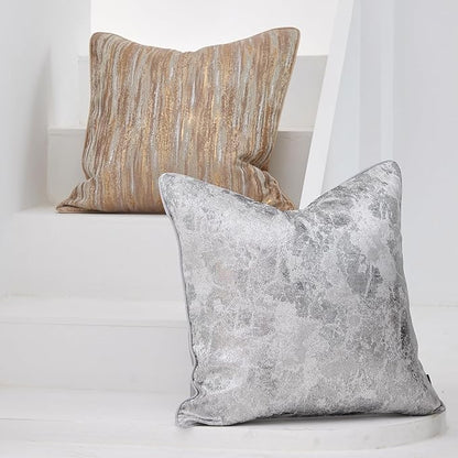 THE-TINOART Gold & Silver Striped Jacquard Pillow Cover 18x18 Inch - Image 6