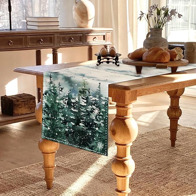 Christmas Table Runner 13x72 Inch Xmas Trees National Trees Snowflakes Winter - Image 4