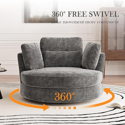Aoiy & Wifon 50.2'' W Oversized Swivel Barrel Chair, Round Oversized Arm Chair - Image 3