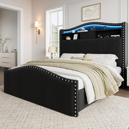 cikunasi 51.5" queen size bed frame with headboard on a desk or shelf