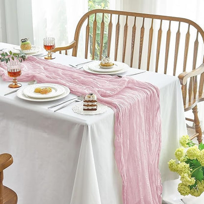 IVAPUPU 10 Pcs Cheesecloth Table Runner - 10ft Pink Boho Gauze Cheese Cloth - Image 3