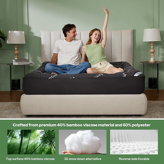 BEDLORE Twin Mattress Topper Viscose Derived from Bamboo, Thick Pillow Top - Image 3