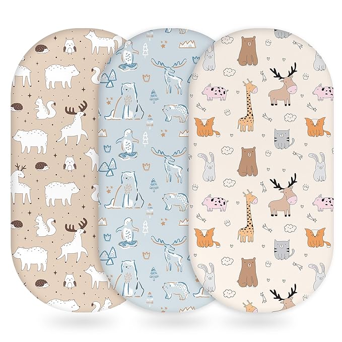 Baby Bassinet Sheets Girl Boy, Fitted Bassinet Sheet Set 3 Pack Bassinet by Unnivoll