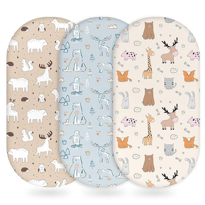 Baby Bassinet Sheets Girl Boy, Fitted Bassinet Sheet Set 3 Pack Bassinet by Unnivoll