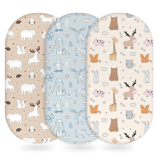 Baby Bassinet Sheets Girl Boy, Fitted Bassinet Sheet Set 3 Pack Bassinet by Unnivoll