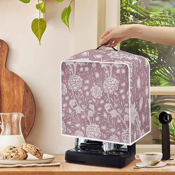 Red William Morris Coffee Maker Cover – Dust Protection Stain Resistant - Image 4