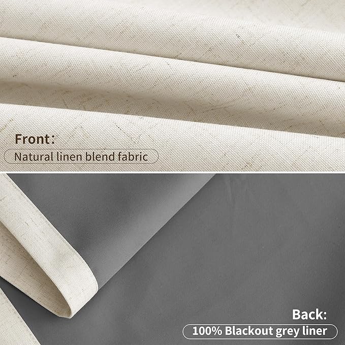 Joywell Pinch Pleated Blackout Linen Curtains 63 Inches Long - Image 6