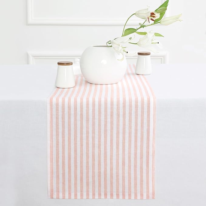 Solino Home Striped Linen Table Runner 108 Inches Long by SolinoHome