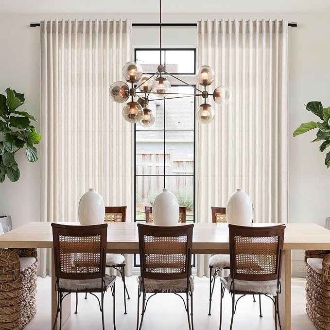 Nanspring Beige Linen Back Tab Curtains - Image 7