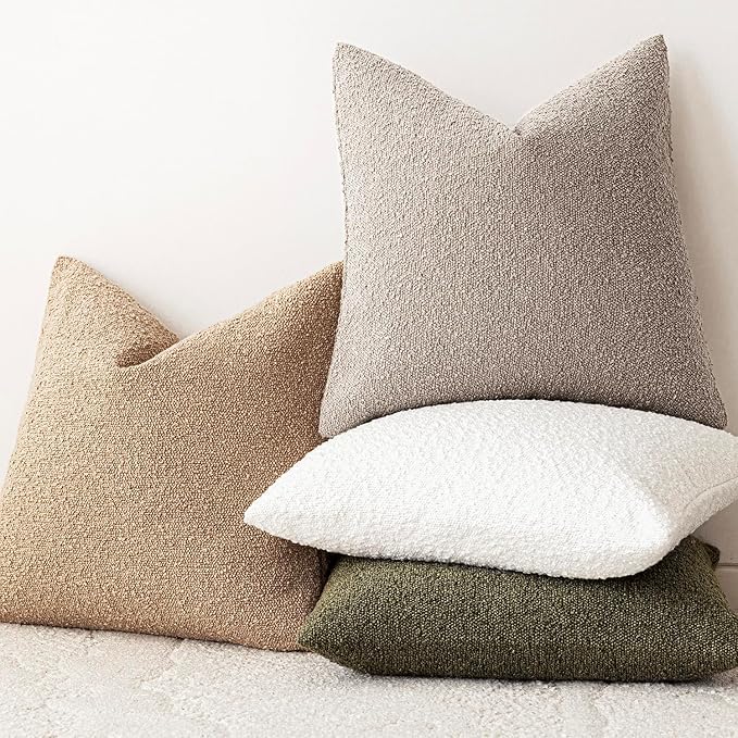 Foindtower Decorative Textured Boucle Throw Pillow Covers Accent Solid Pillow - Image 7