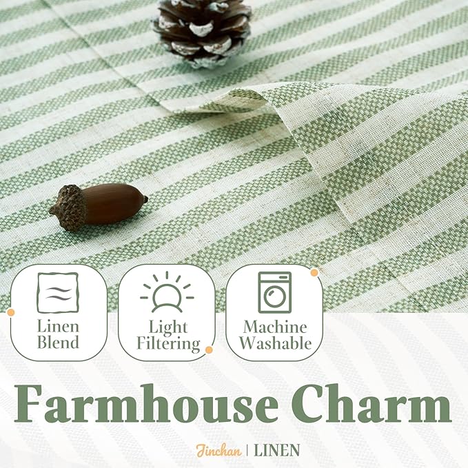 jinchan Striped Linen Kitchen Curtains - Image 7