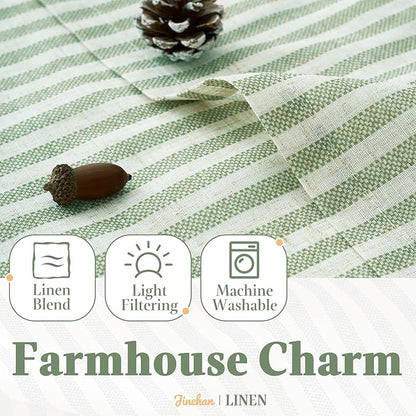 jinchan Striped Linen Kitchen Curtains - Image 7
