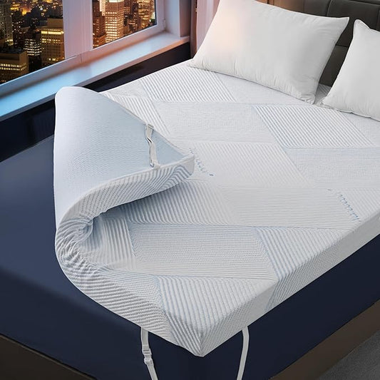 3 Inch Queen Size Gel Memory Foam Mattress Topper High Density Cooling Pad by Unknown