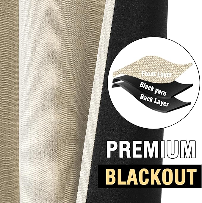 H.VERSAILTEX 90% Blackout Linen Curtains 63 Inches Long - Image 6