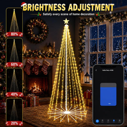 10FT Smart Outdoor Halloween Tree Lights Pop Up with Star