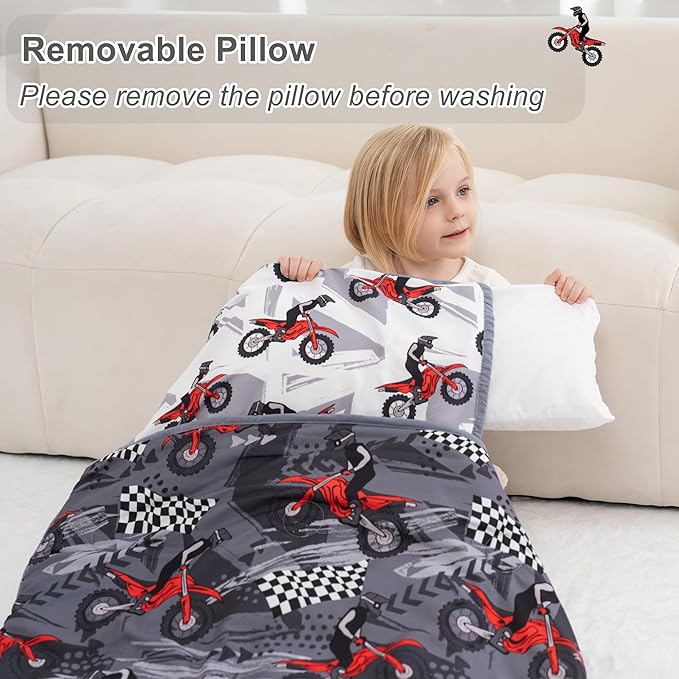 Viviland Toddler Nap Mat with Pillow and Minky Dot Blanket, Rolled Large - Image 4