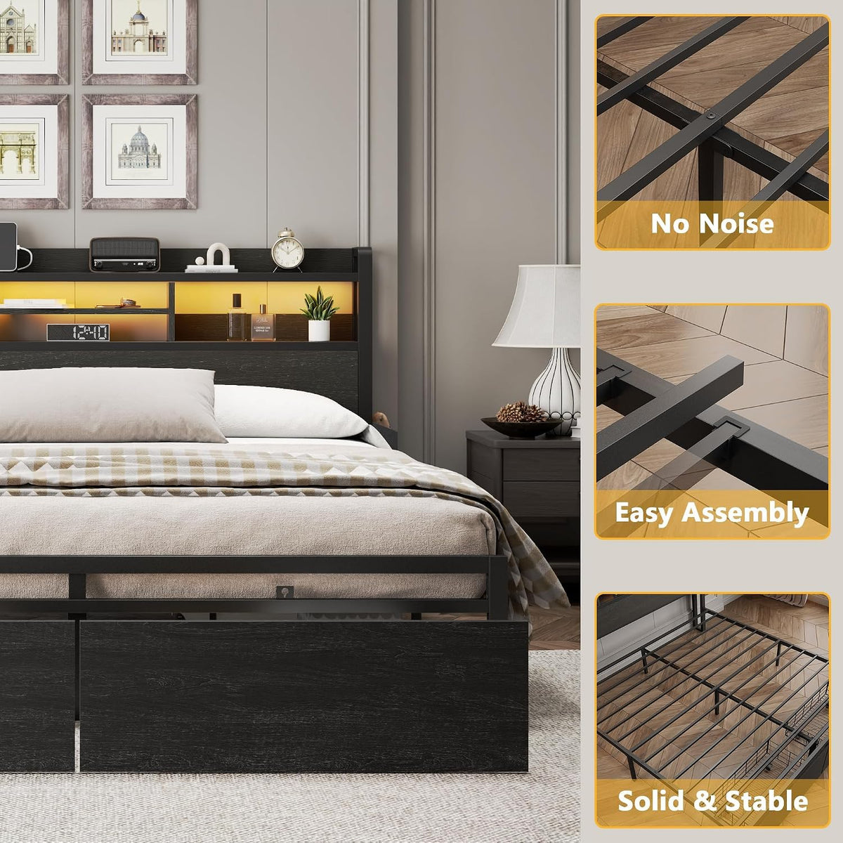 furnulem full size bed frame with headboard and, package contents