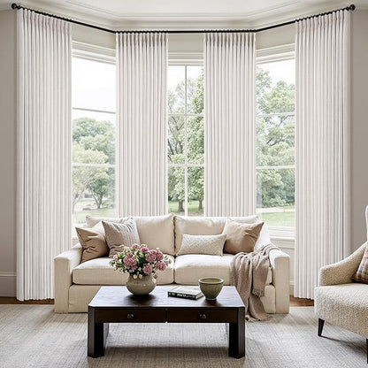 MIULEE Pinch Pleated Thick Linen Curtains 96 Inch 4 Panels Set Back Tab Memory - Image 2