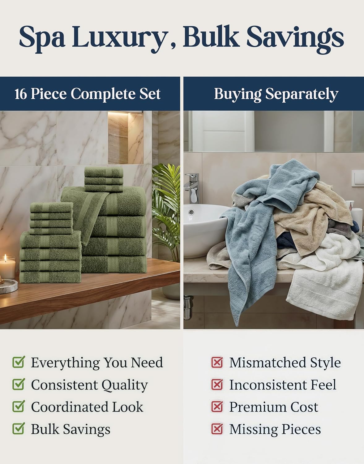 lane linen large bath towel set absorbent quick, package contents
