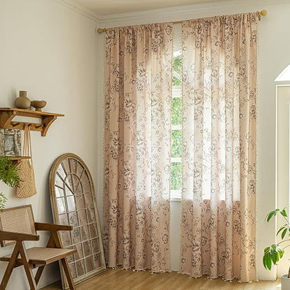 ENJOYBRIDAL Floral 96 Inch Curtains 2 Panel Se Living Room Farmhouse Drapes - Image 2