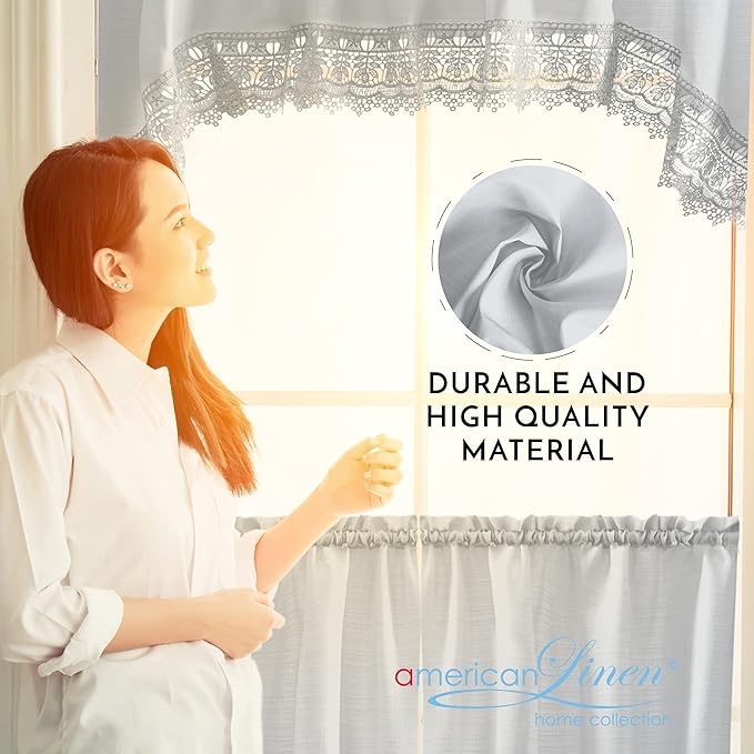American Linen Café Curtains for Kitchen, Bathroom Curtains - Image 3