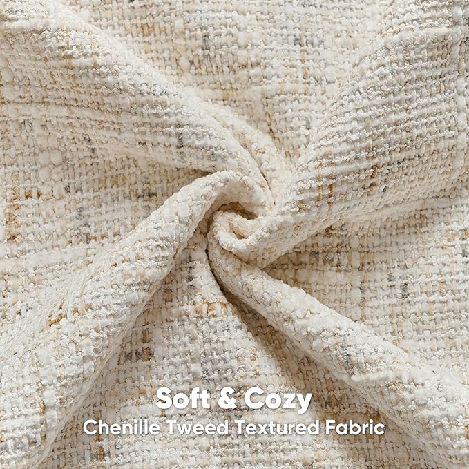 FUTEI Cream Decorative Throw Pillow Covers 18x18 Inch Set of 2, Soft Chenille - Image 2