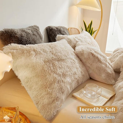 XeGe Tie Dye Faux Fur Fluffy Throw Pillow Cases, Plush Shaggy Soft Furry - Image 5