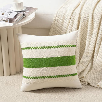 Fancy Homi Set of 2 Boho Lime Green Decorative Throw Pillow Cover 20x20 Inch - Image 2