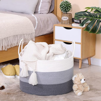 KAKAMAY Large Blanket Basket, Woven Baskets - Image 5