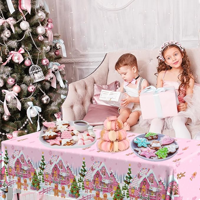 GREHUMOR 3Pcs Gingerbread Christmas Tablecloth Party Decorations Gingerbread - Image 4