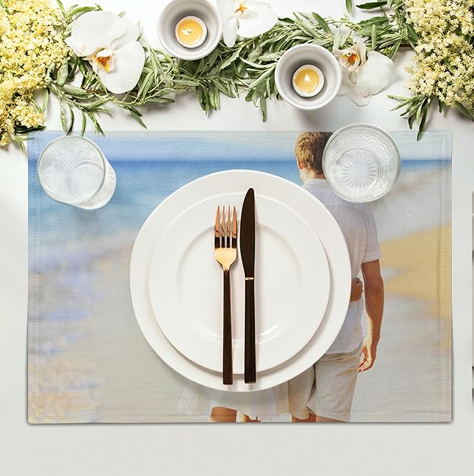 Custom Placemats with Picture Text Set of 4 Personalized Photo Place Mats - Image 3