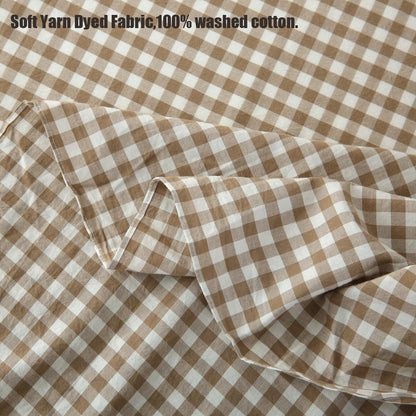 silnuo taupe/white plaid bed skirt gingham dust ruffle showing dimensions