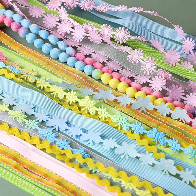 LaRibbons Pastel Ribbons for Crafts 10 Rolls Assorted Ribbon for Gift Wrapping - Image 6