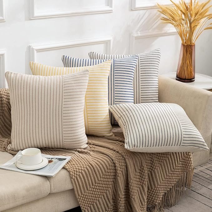 YCOLL Farmhouse Pillow Covers 22x22, Modern Accent Square Throw Pillow Covers - Image 3