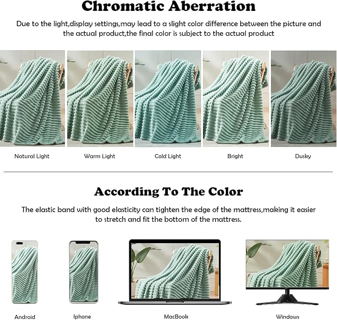 NEWCOSPLAY Super Soft Throw Blanket New Sage Green Premium Silky Flannel Fleece - Image 6