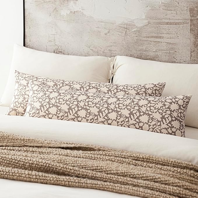 Foindtower Set of 2 Decorative Floral Long Body Lumbar Throw Pillow Covers - Image 4