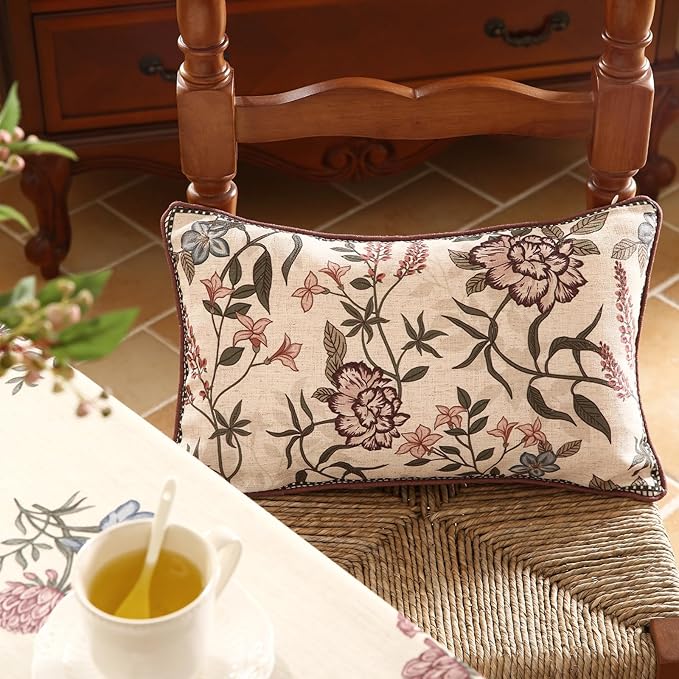 ISAENNE Design Linen Vintage Throw Pillow Covers 12"x20", Rectangle Cushion - Image 4