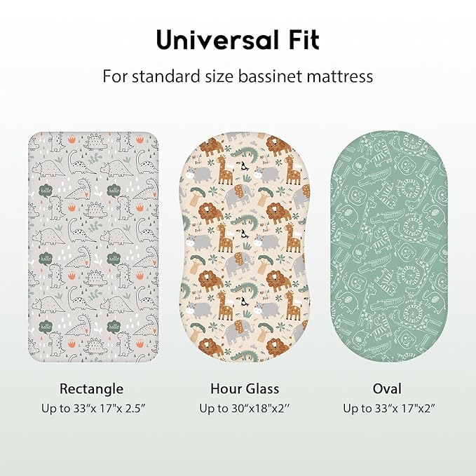 Baby Bassinet Sheets Girl Boy, Fitted Bassinet Sheet Set 3 Pack Bassinet - Image 4