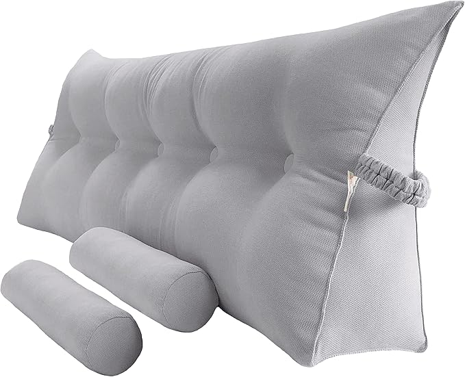 Triangular Reading Bed Rest Pillow Large Bolster Cushion Headboard Backrest by PEACHWELL