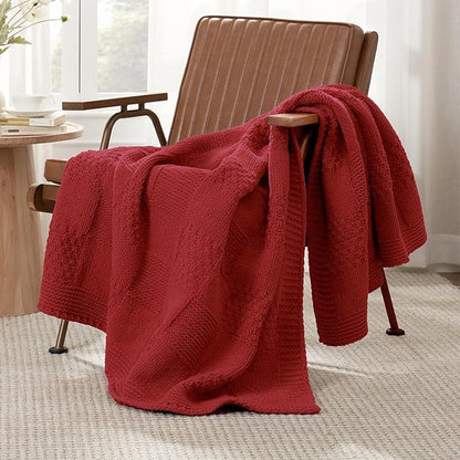 Amélie Home Checkered Chenille Knit Throw Blanket - Image 3