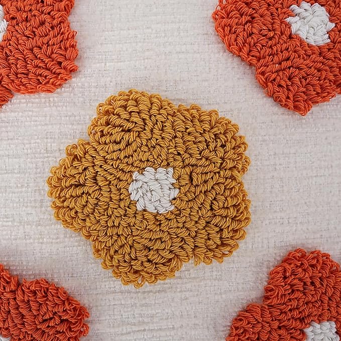 Adabana Chenille Flower Throw Pillow Cover 18x18 Boho Decorative Tufted Pillows - Image 2