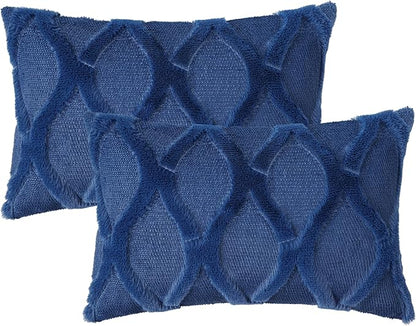 decorUhome Throw Pillow Covers 12x20 Inch Set of 2, Soft Plush Faux Fur Wool - Image 7