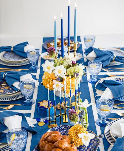 Solino Home Linen Indigo Blue Table Runner 144 Inches Long - Image 2