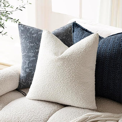 Foindtower Textured Boucle Throw Pillow Covers Accent Solid Pillow Cases Cozy - Image 5