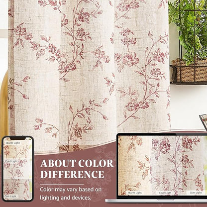 jinchan Floral Kitchen Curtains 36 Inch Christmas Decor Linen Tier Curtains - Image 8